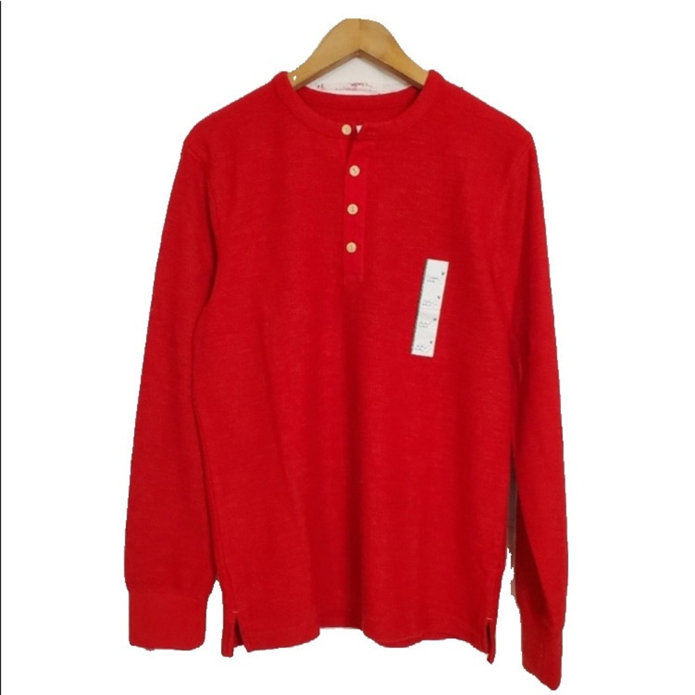 Men’s textured henley long sleeve shirt